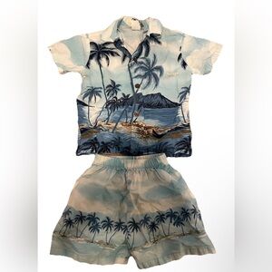 KY’S Hawaiian Blue Shirt & Shorts Set Size 4 Cotton Boys'